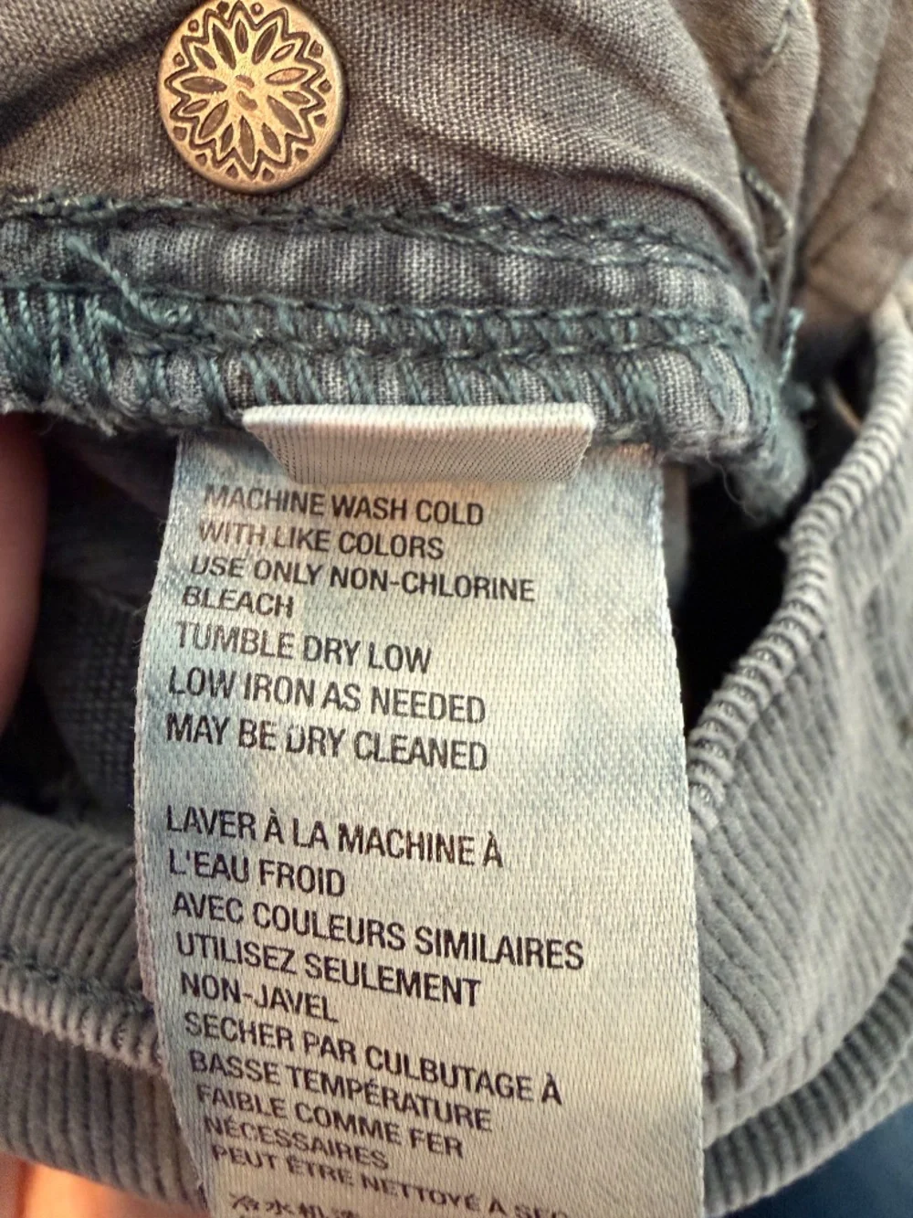 We the Free Blue Gray Corduroy Pants 27